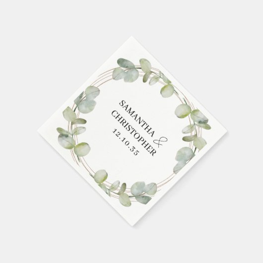 Rustige Eucalyptus Green & Gold Wedding Servet (Hoek)