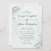 Rustige Eucalyptus Green Waterverf Wedding Kaart (Voorkant)