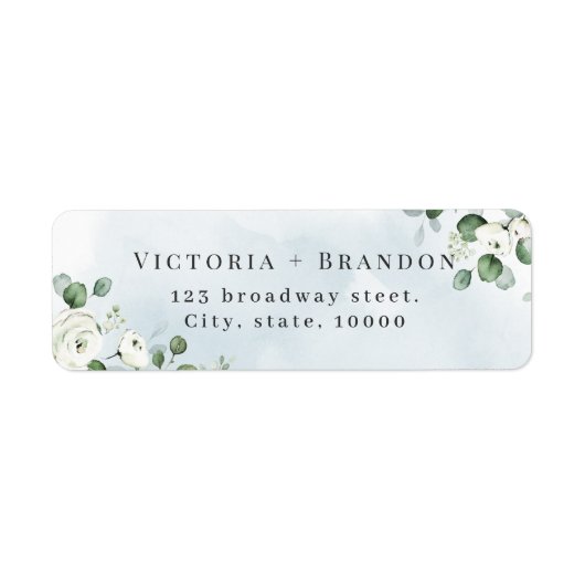 Rustige eucalyptus greenery floral return address etiket (Voorkant)