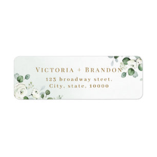 Rustige eucalyptus greenery floral return address etiket
