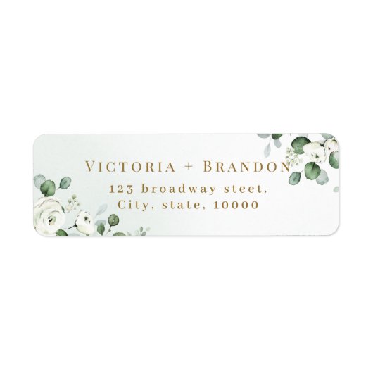 Rustige eucalyptus greenery floral return address etiket (Voorkant)