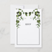 Rustige Eucalyptus Leaves Wedding RSVP Kaarten (Achterkant)
