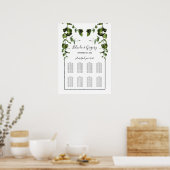 Rustige eucalyptus Leaves Wedding Seding Chart Poster (Keuken)