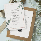 Rustige Eucalyptus & RSVP QR Code Weddenschap Roos Folie Uitnodiging