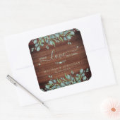 Rustige Eucalyptus Spread Love Not Germs Wedding Vierkante Sticker (Envelop)