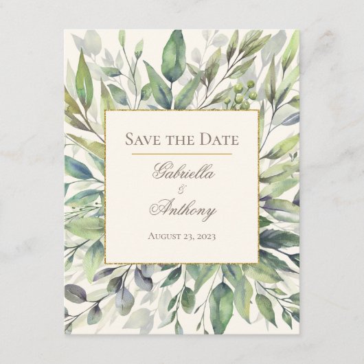 Rustige Eucalyptus Waterverf Sla de datum op (Voorkant)