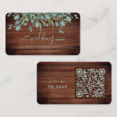 Rustige Eucalyptus Wedding QR Code RSVP Card Informatiekaartje (Voorkant / Achterkant)