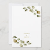 Rustige eucalyptusfedbruiloft  kaart (Achterkant)