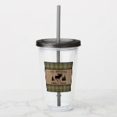 Rustige Familie Cabin Moose Pine Green Play Burlap Acryl Drinkbeker (Voorkant)