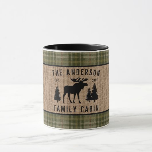 Rustige Familie Cabin Moose Pine Green Pset 2 Tone Mok (Midden)