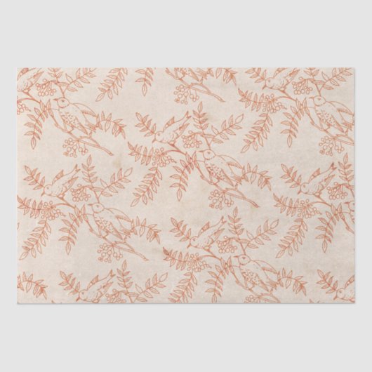 Rustige Farmhouse Bird Fauna ontkoppeling Tissuepapier (Voorkant)