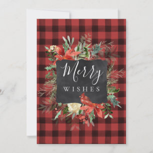 Rustige Farmhouse Black Red Check Pset-kerstmis Feestdagenkaart