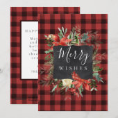 Rustige Farmhouse Black Red Check Pset-kerstmis Feestdagenkaart (Voorkant / Achterkant)