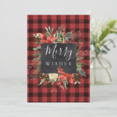 Rustige Farmhouse Black Red Check Pset-kerstmis Feestdagenkaart (Staand voorkant)