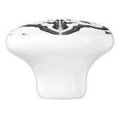 Rustige Farmhouse Black White Foliage Tile Pattern Keramische Knop (Zijkant)