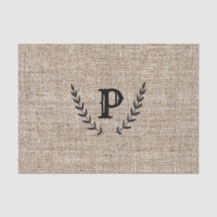 Rustige Farmhouse Burlap & Black Botanical Laurel Tissuepapier