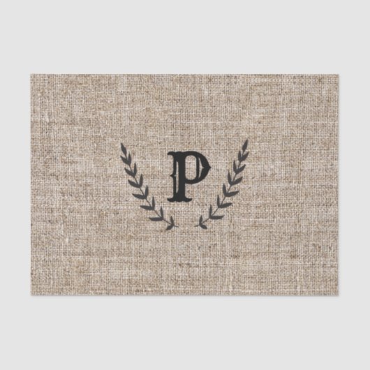 Rustige Farmhouse Burlap & Black Botanical Laurel Tissuepapier (Voorkant)