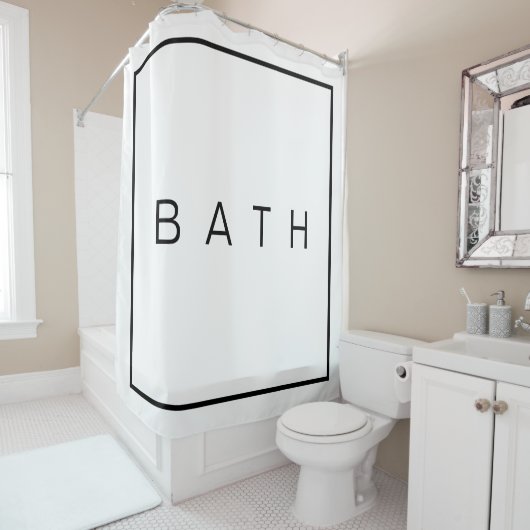 Rustige Farmhouse Chic White Black Minimalist Douchegordijn (In situ)