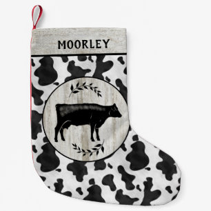 Rustige Farmhouse Cow Koeienhuid Wood Aangepaste n Kleine Kerstsok