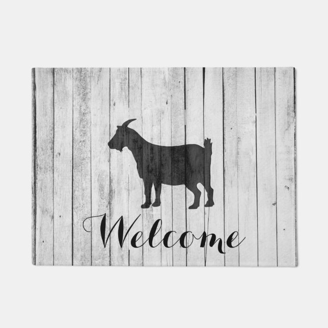 Rustige Farmhouse Goat Wood Panel Deurmat (Voorkant)