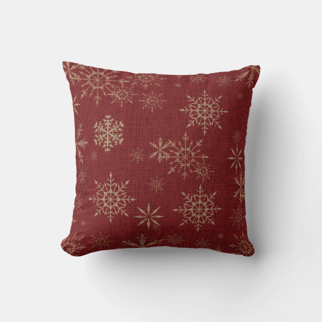 Rustige Farmhouse Gold Snowflakes Pillow Kussen (Voorkant)