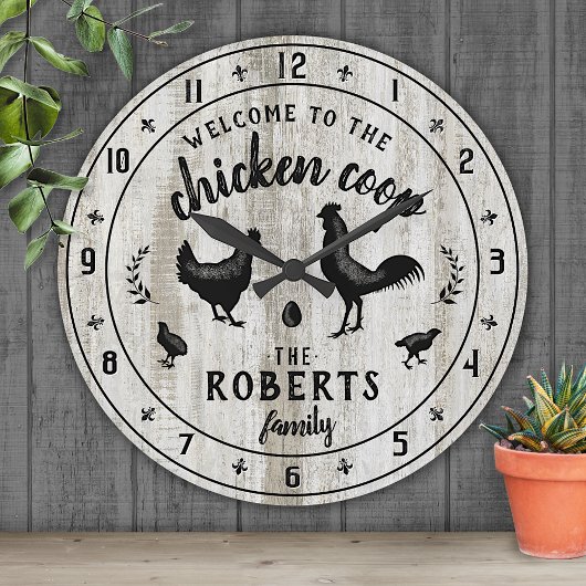 Rustige Farmhouse Wood Chicken Coop Custom Name Ronde Klok