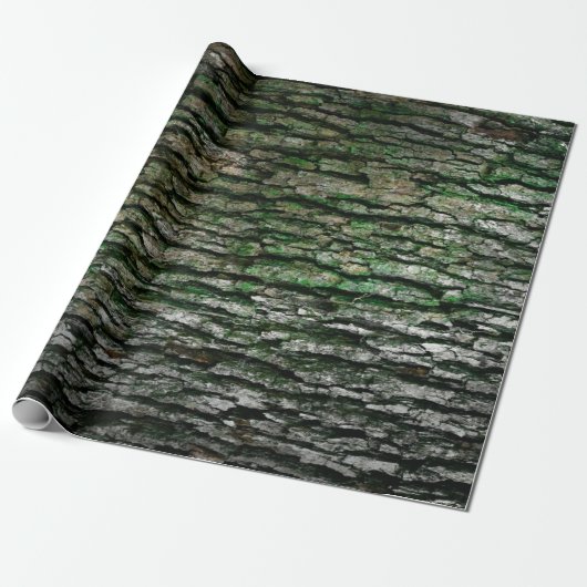 Rustige Faux Houtkorrel Bark Moss Cadeaupapier (Uitgerold)