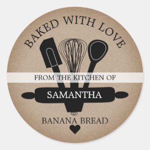 Rustige Faux Kraft Banana Bread met liefde Ronde Sticker