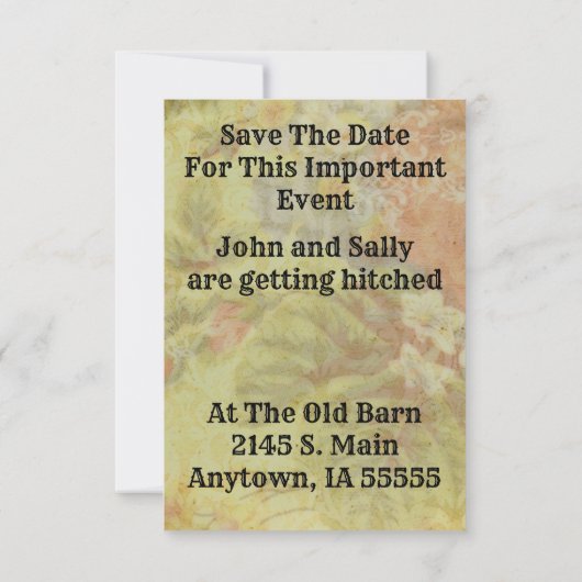 Rustige Floral bespaart de datum (Achterkant)