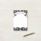 Rustige Floral Black en White Post-it® Notes (Op bureau)