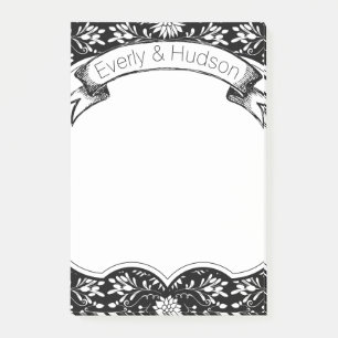 Rustige Floral Black en White Post-it® Notes