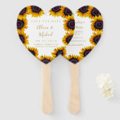 Rustige floral elegant script bruiloft save date handwaaier (Voorkant en achterkant)