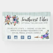 Rustige Floral Koe Waterverf Hout Boho Chic Spandoek (Horizontaal)