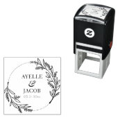 Rustige Floral Lijst monogram Rubber Weddenschap Zelfinktende Stempel (In situ)