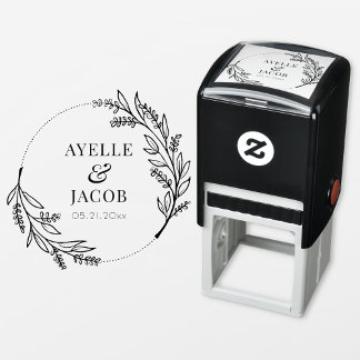 Rustige Floral Lijst monogram Rubber Weddenschap Zelfinktende Stempel