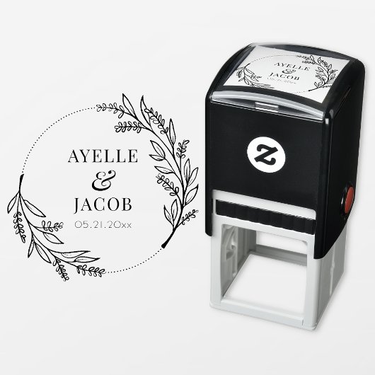 Rustige Floral Lijst monogram Rubber Weddenschap Zelfinktende Stempel