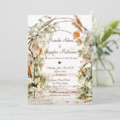 Rustige Floral Palm Arch Tropical Beach Wedding Kaart (Staand voorkant)