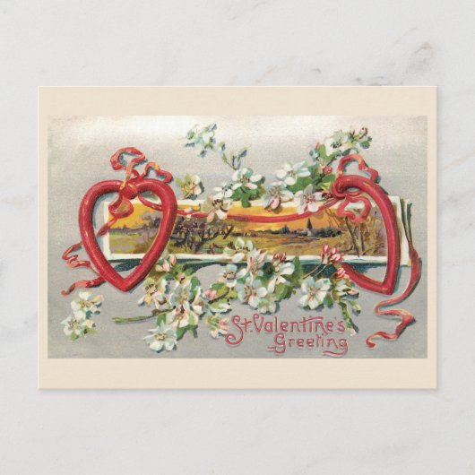 Rustige Floral Valentijn met hart Briefkaart (Voorkant)