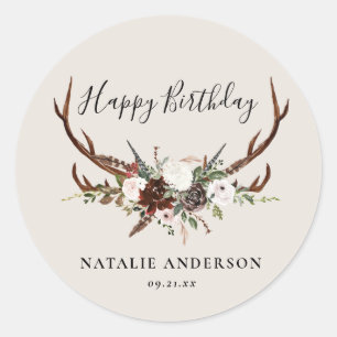 rustige florale botanische gepersonaliseerde verja ronde sticker