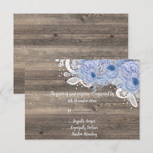 Rustige florale Lila Bouquet RSVP Kaart (Voorkant / Achterkant)