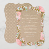 Rustige Flowers Border | Uitnodiging tot weddensch (Voorkant / Achterkant)