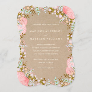 Rustige Flowers Border Uitnodiging tot weddensch