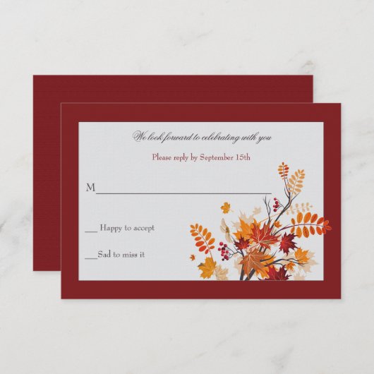 Rustige Foliage RSVP-kaart Kaart (Voorkant / Achterkant)