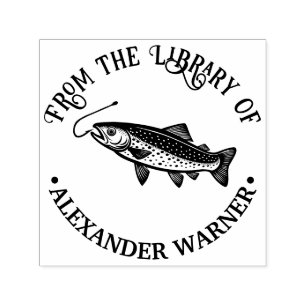 Rustige Forel, Vishaak Bibliotheek Boek Naam Zelfinktende Stempel