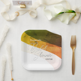 Rustige Forest Green Gold Cream Streams op maat Papieren Bordje