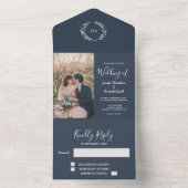 Rustige foto waterverf vertrekt bruiloft all in one uitnodiging (Binnen)