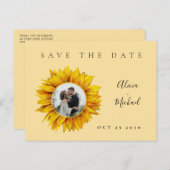 Rustige fotobruiloft met zonnebloem, met uitzonder aankondigingskaart (Voorkant / Achterkant)