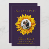 Rustige fotobruiloft met zonnebloem, met uitzonder save the date (Voorkant / Achterkant)