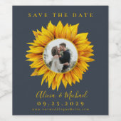 Rustige fotobruiloft met zonnebloem, met uitzonder wijn etiket (Enkel label)