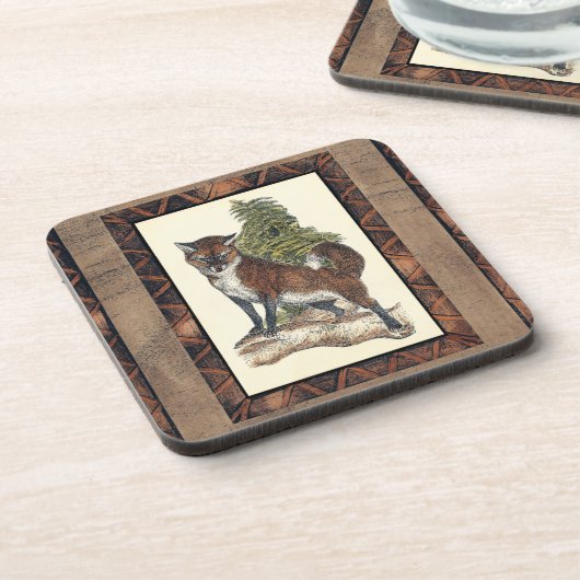 Rustige Fox die op een boomstam steekt Bier Onderzetter (Linkerzijde)